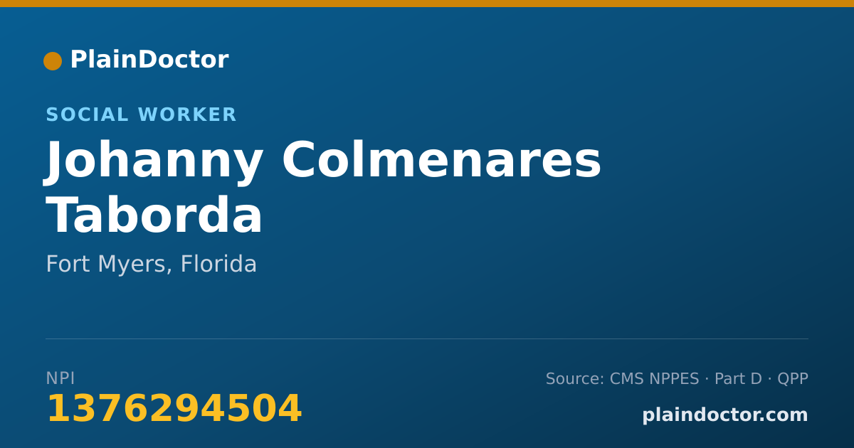 Shareable card for Johanny Colmenares Taborda - Social Worker, Fort Myers, FL