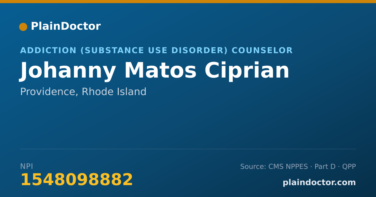 Shareable card for Johanny Matos Ciprian - Addiction (Substance Use Disorder) Counselor, Providence, RI