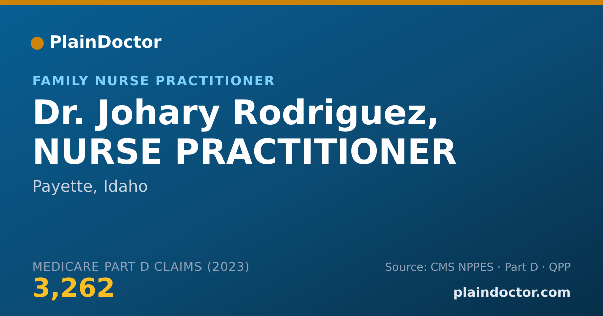 Shareable card for Johary Rodriguez, NURSE PRACTITIONER - Family Nurse Practitioner, Payette, ID