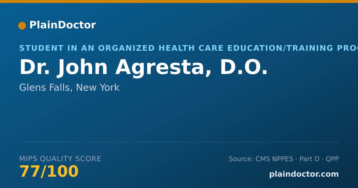 Shareable card for John Agresta, D.O. - Student in an Organized Health Care Education/Training Program, Glens Falls, NY