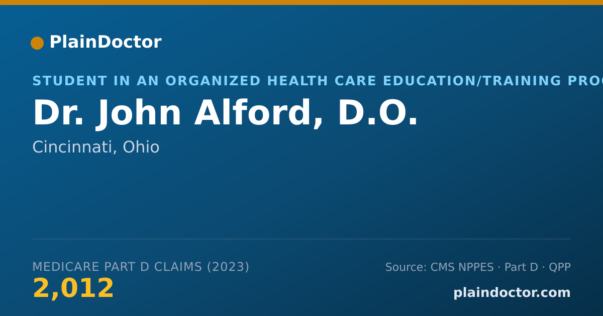 Shareable card for John Alford, D.O. - Student in an Organized Health Care Education/Training Program, Cincinnati, OH
