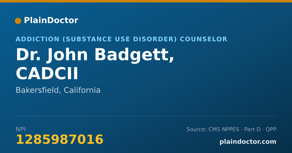 Shareable card for John Badgett, CADCII - Addiction (Substance Use Disorder) Counselor, Bakersfield, CA