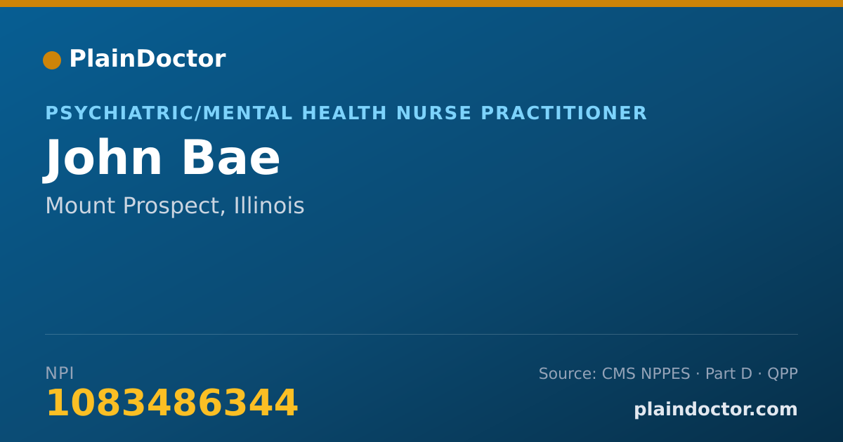 Shareable card for John Bae - Psychiatric/Mental Health Nurse Practitioner, Mount Prospect, IL