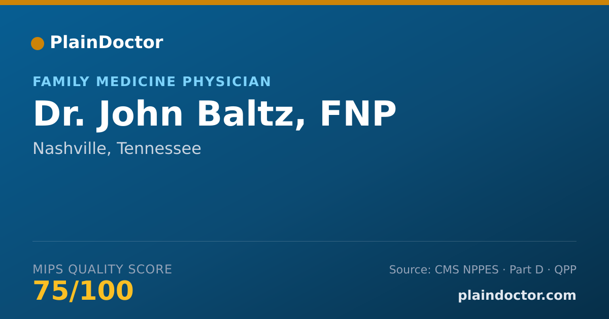 Shareable card for John Baltz, FNP - Family Medicine Physician, Nashville, TN