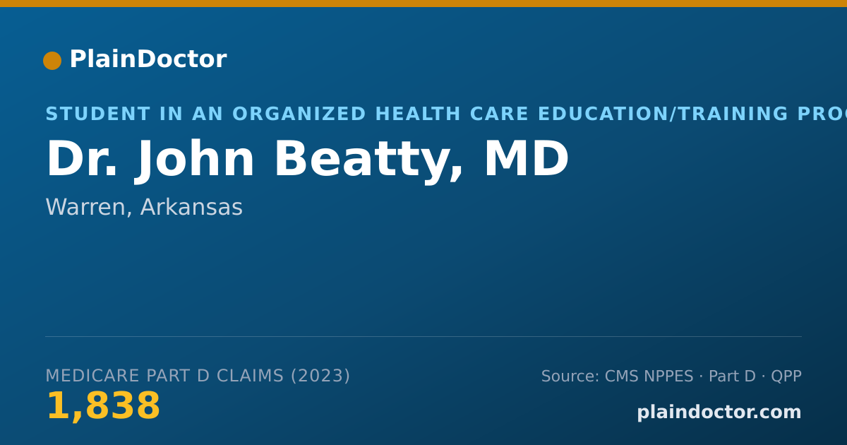 Shareable card for John Beatty, MD - Student in an Organized Health Care Education/Training Program, Warren, AR
