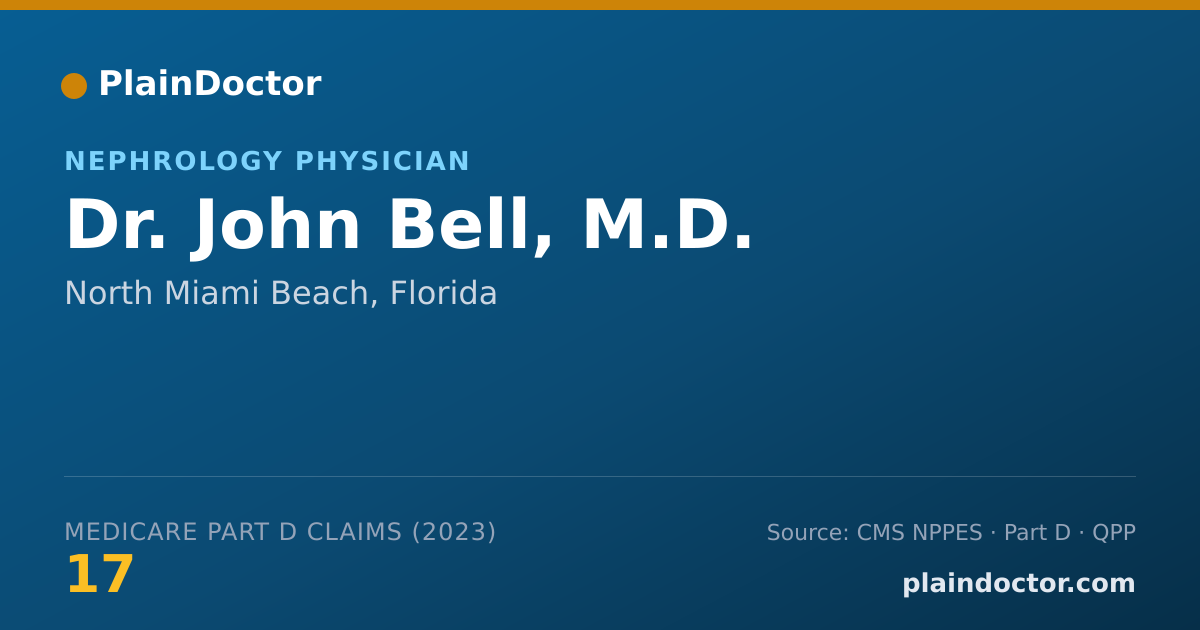Shareable card for John Bell, M.D. - Nephrology Physician, North Miami Beach, FL