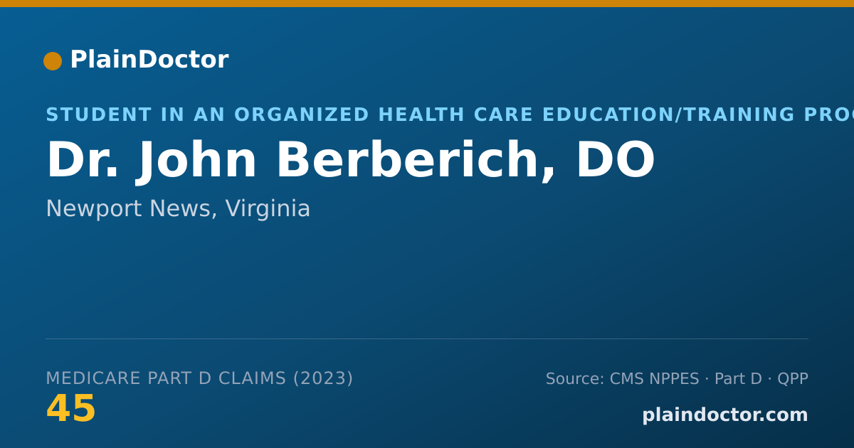 Shareable card for John Berberich, DO - Student in an Organized Health Care Education/Training Program, Newport News, VA