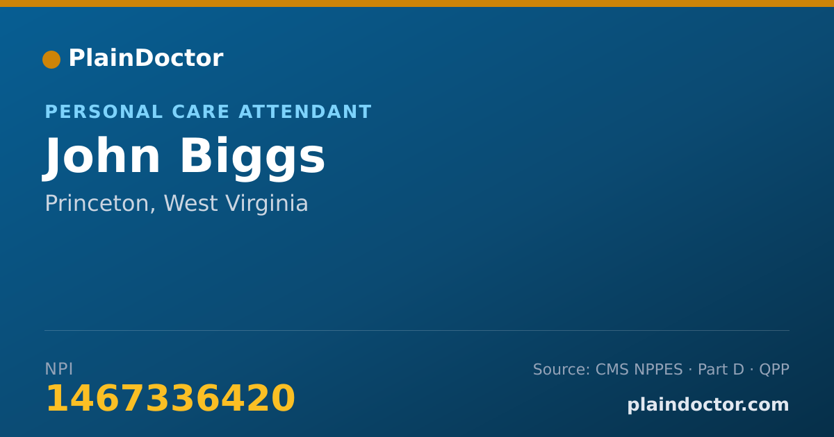 Shareable card for John Biggs - Personal Care Attendant, Princeton, WV