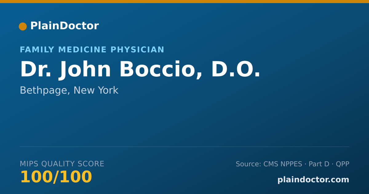 Shareable card for John Boccio, D.O. - Family Medicine Physician, Bethpage, NY