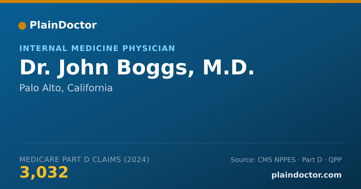 Shareable card for John Boggs, M.D. - Internal Medicine Physician, Palo Alto, CA