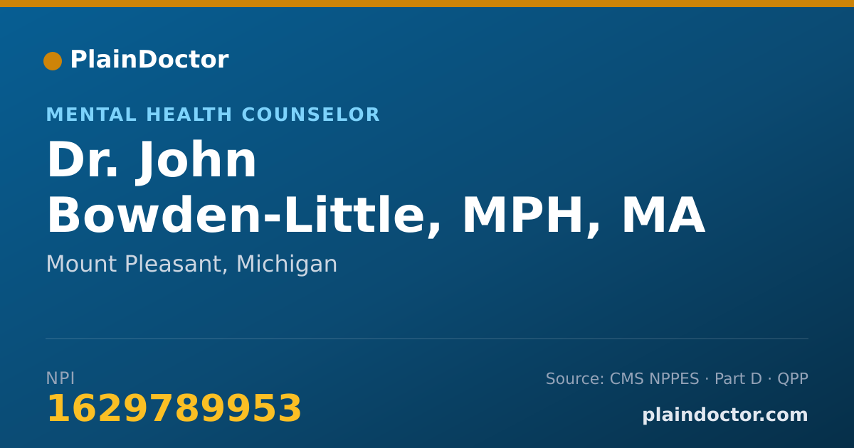 Shareable card for John Bowden-Little, MPH, MA - Mental Health Counselor, Mount Pleasant, MI