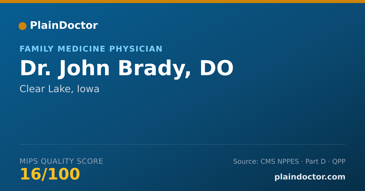 Shareable card for John Brady, DO - Family Medicine Physician, Clear Lake, IA