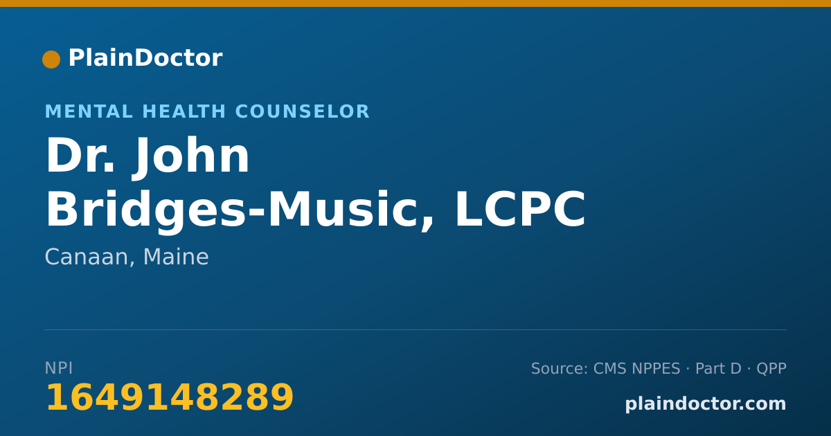 Shareable card for John Bridges-Music, LCPC - Mental Health Counselor, Canaan, ME