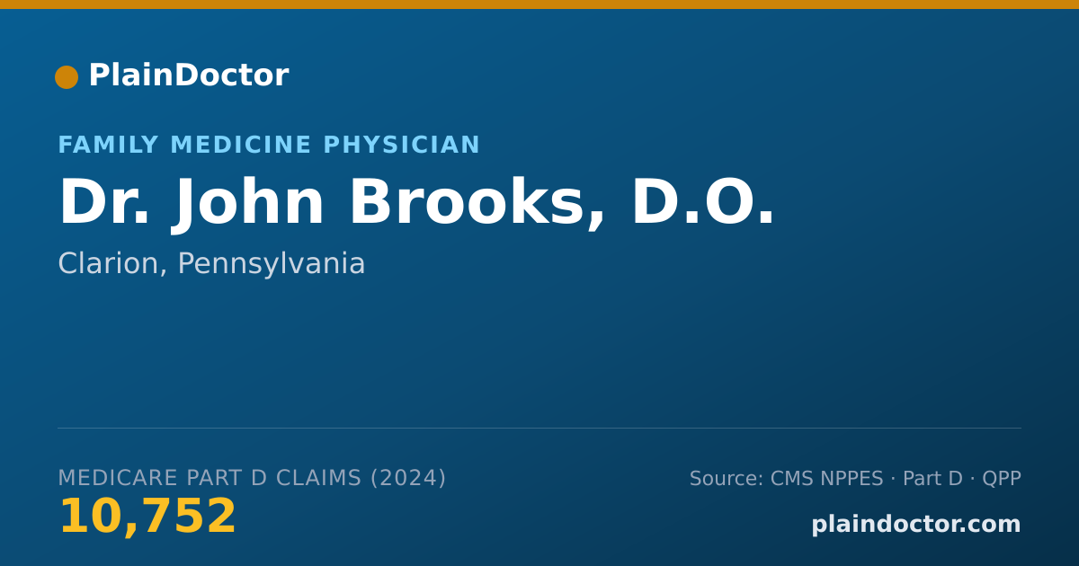 Shareable card for John Brooks, D.O. - Family Medicine Physician, Clarion, PA