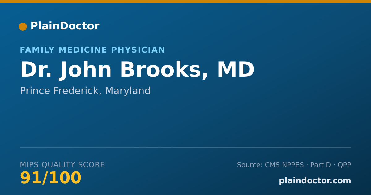Shareable card for John Brooks, MD - Family Medicine Physician, Prince Frederick, MD