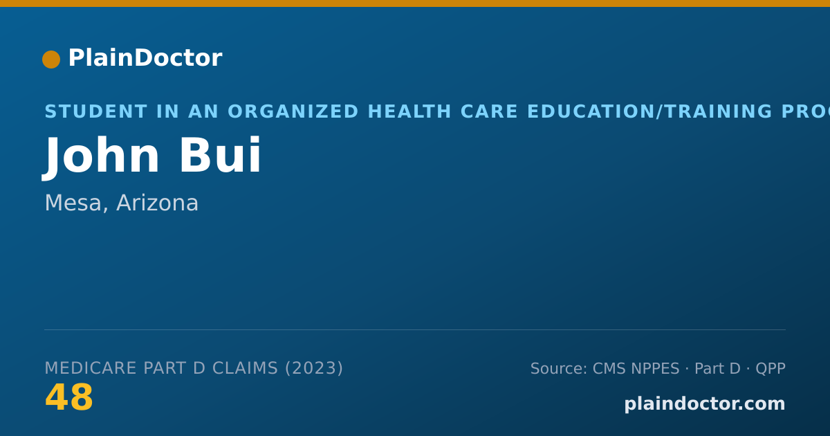 Shareable card for John Bui - Student in an Organized Health Care Education/Training Program, Mesa, AZ