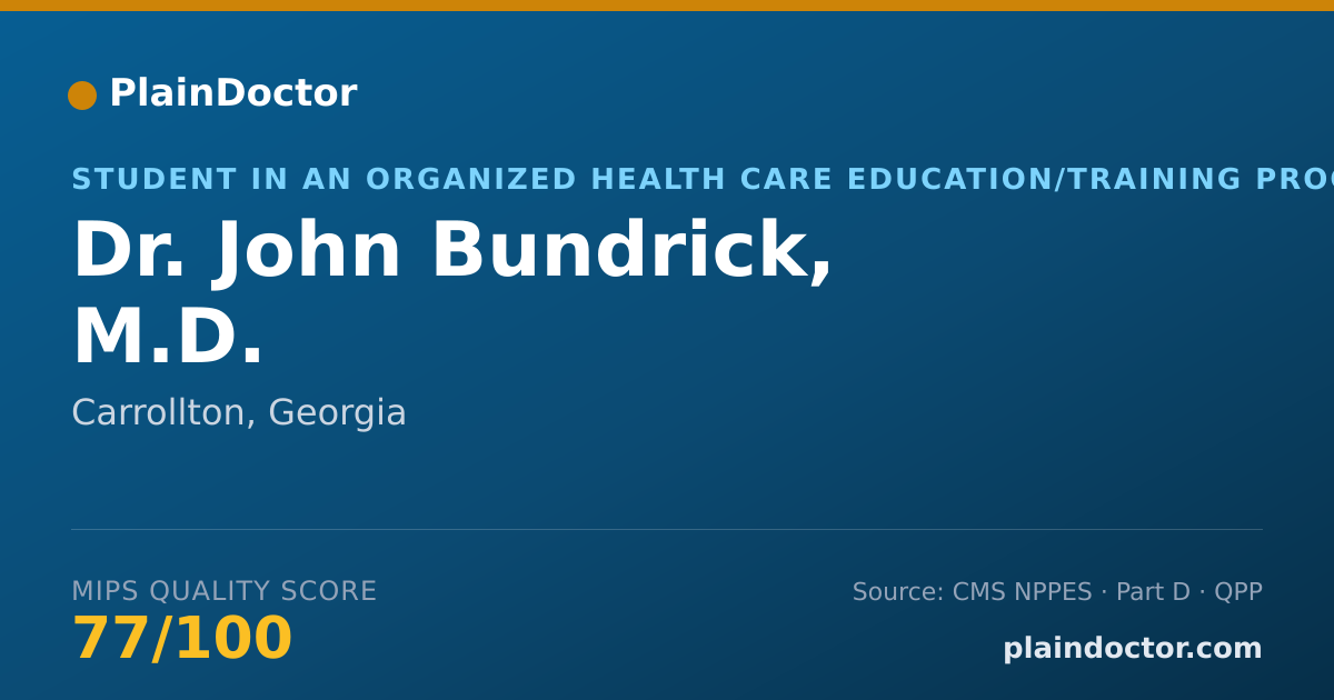 Shareable card for John Bundrick, M.D. - Student in an Organized Health Care Education/Training Program, Carrollton, GA