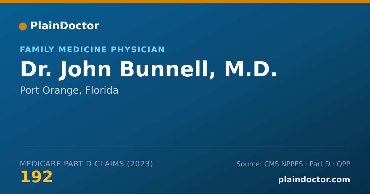 Shareable card for John Bunnell, M.D. - Family Medicine Physician, Port Orange, FL
