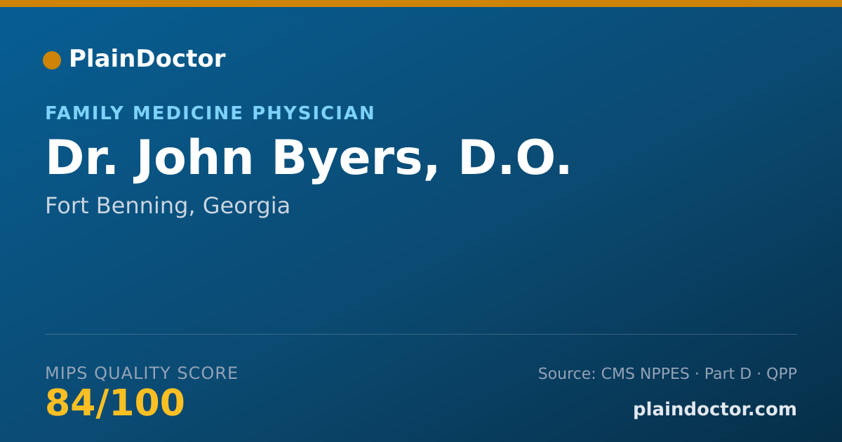 Shareable card for John Byers, D.O. - Family Medicine Physician, Fort Benning, GA