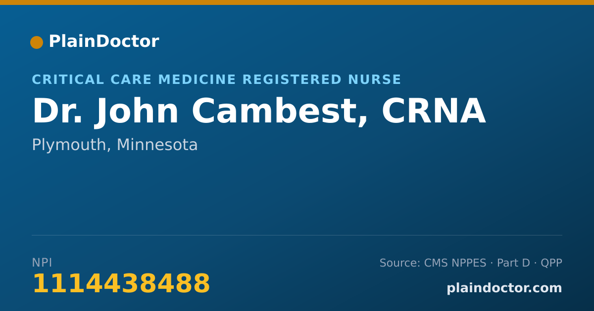 Shareable card for John Cambest, CRNA - Critical Care Medicine Registered Nurse, Plymouth, MN