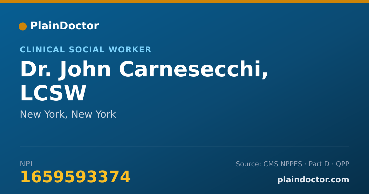 Shareable card for John Carnesecchi, LCSW - Clinical Social Worker, New York, NY