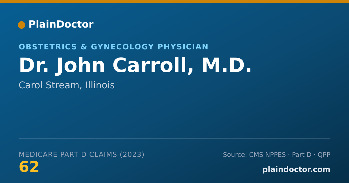 Shareable card for John Carroll, M.D. - Obstetrics & Gynecology Physician, Carol Stream, IL