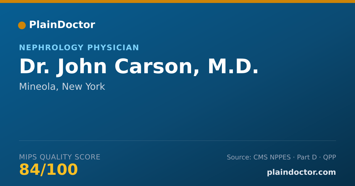 Shareable card for John Carson, M.D. - Nephrology Physician, Mineola, NY