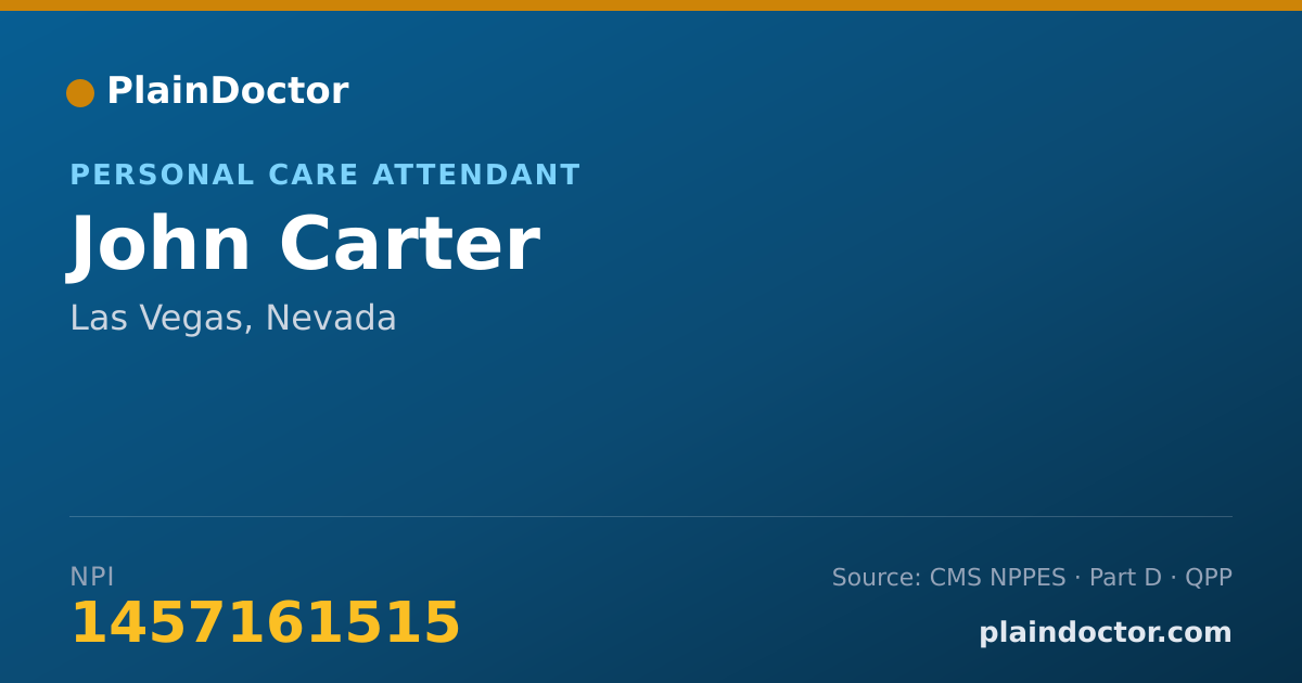 Shareable card for John Carter - Personal Care Attendant, Las Vegas, NV