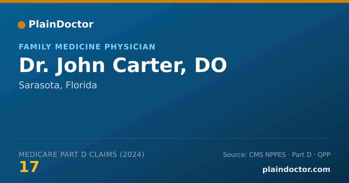 Shareable card for John Carter, DO - Family Medicine Physician, Sarasota, FL