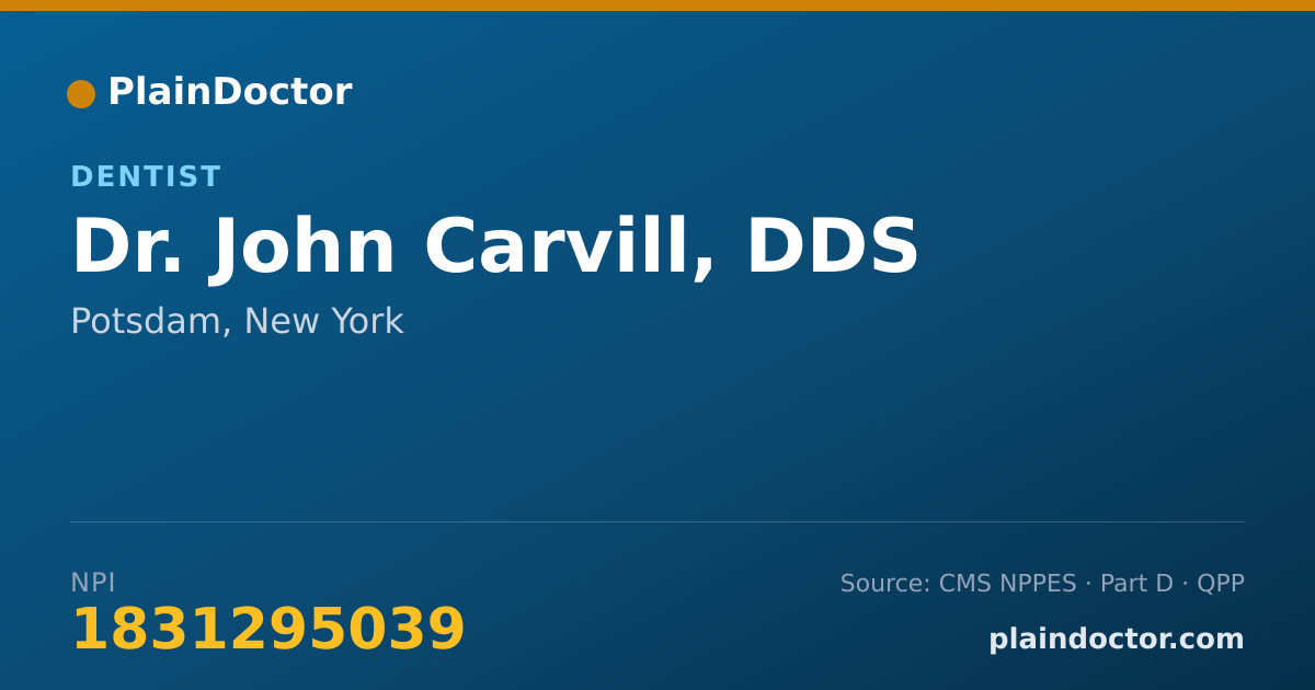 Shareable card for John Carvill, DDS - Dentist, Potsdam, NY