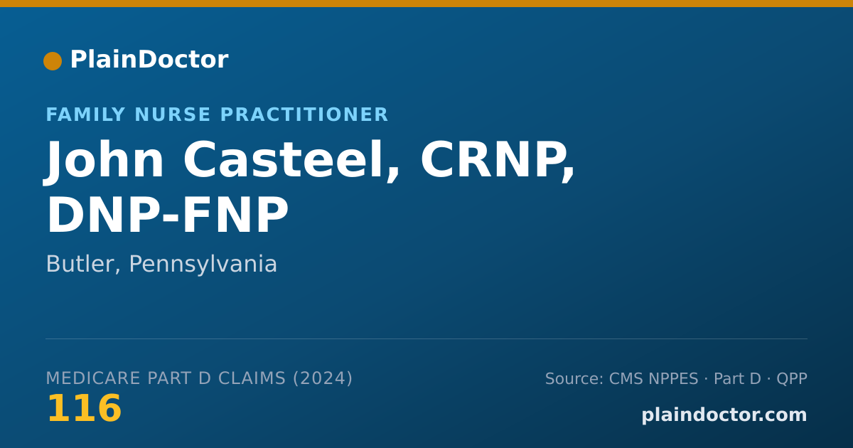 Shareable card for John Casteel, CRNP, DNP-FNP - Family Nurse Practitioner, Butler, PA