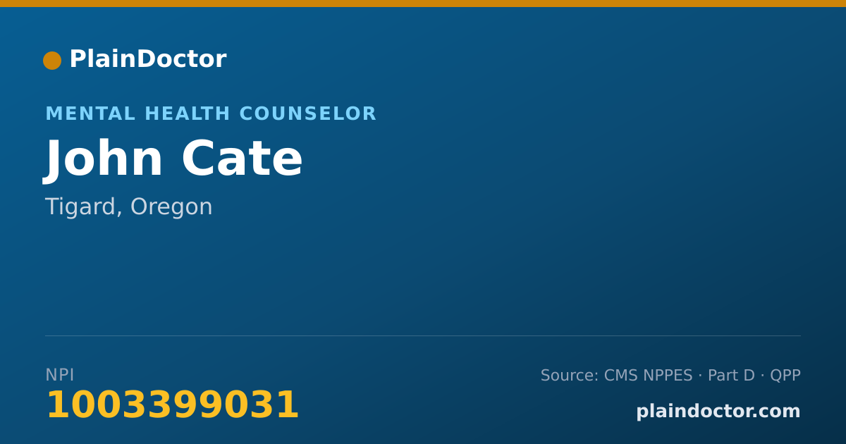 Shareable card for John Cate - Mental Health Counselor, Tigard, OR