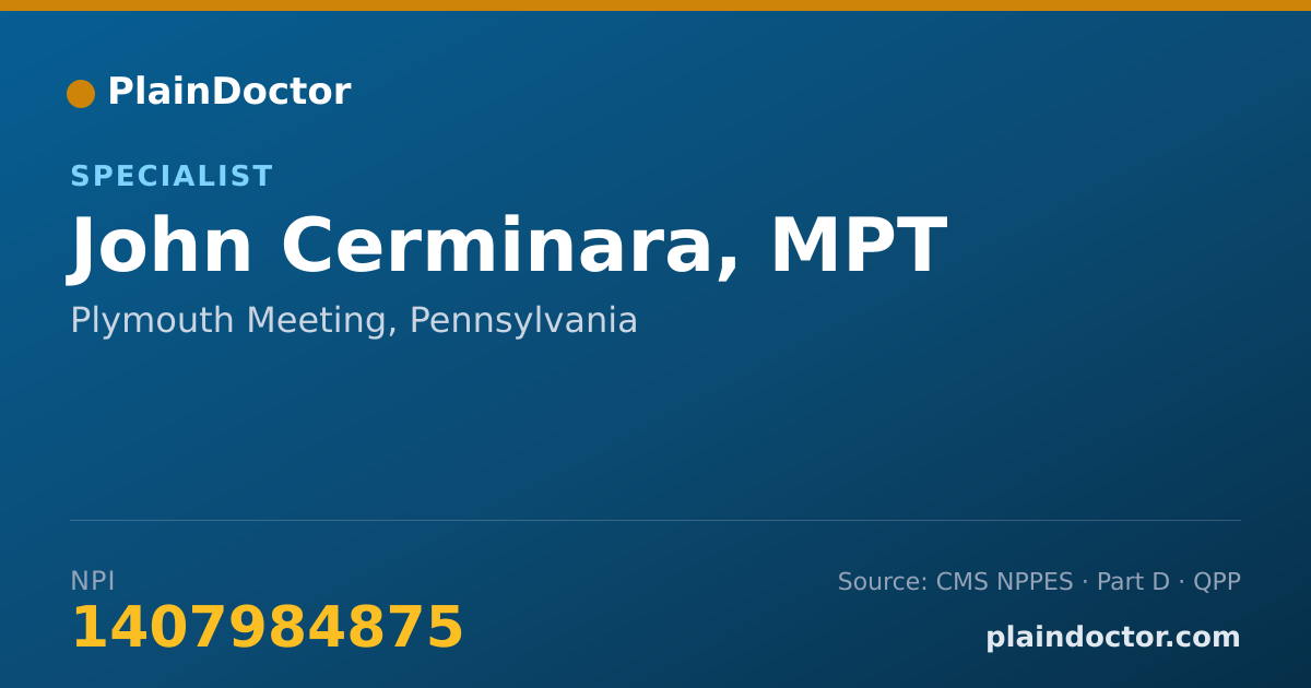 Shareable card for John Cerminara, MPT - Specialist, Plymouth Meeting, PA