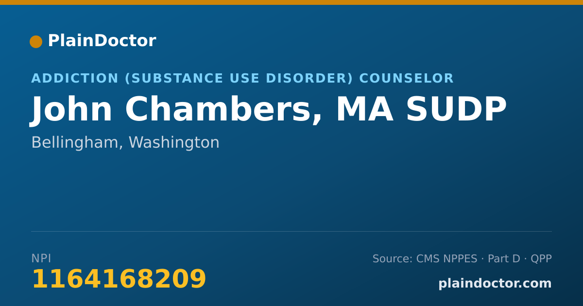 Shareable card for John Chambers, MA SUDP - Addiction (Substance Use Disorder) Counselor, Bellingham, WA