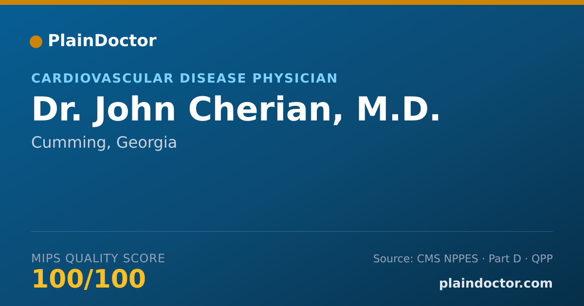 Shareable card for John Cherian, M.D. - Cardiovascular Disease Physician, Cumming, GA