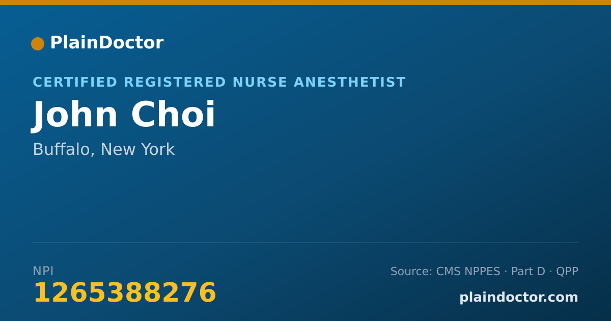 Shareable card for John Choi - Certified Registered Nurse Anesthetist, Buffalo, NY