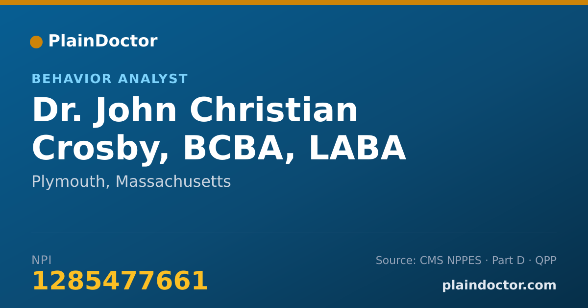 Shareable card for John Christian Crosby, BCBA, LABA - Behavior Analyst, Plymouth, MA