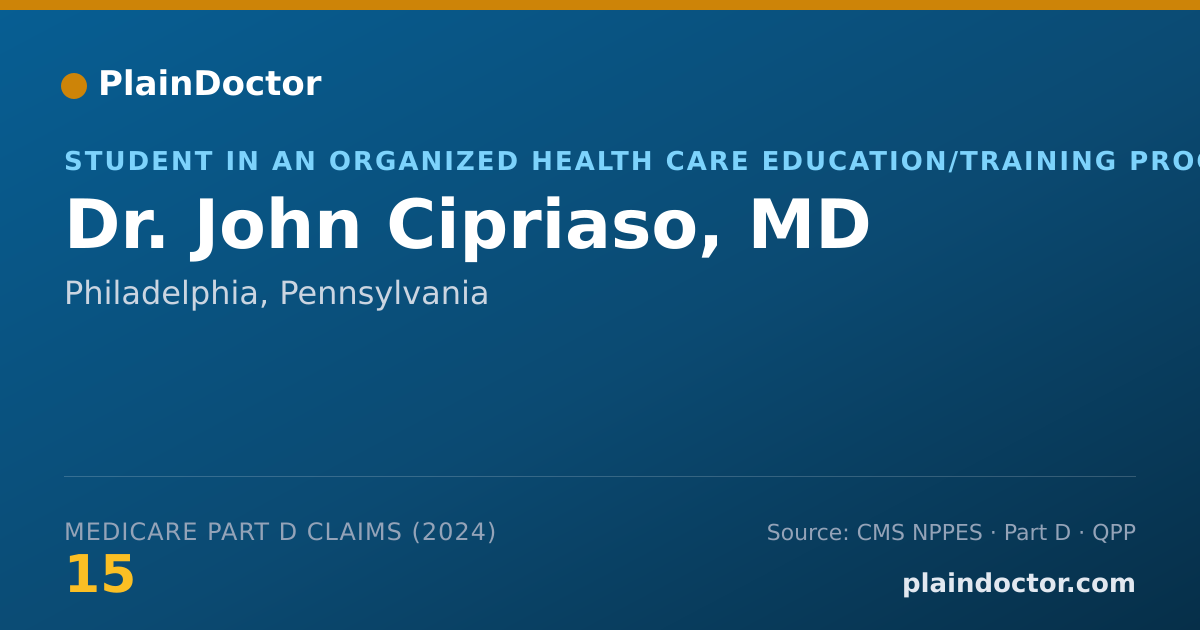 Shareable card for John Cipriaso, MD - Student in an Organized Health Care Education/Training Program, Philadelphia, PA