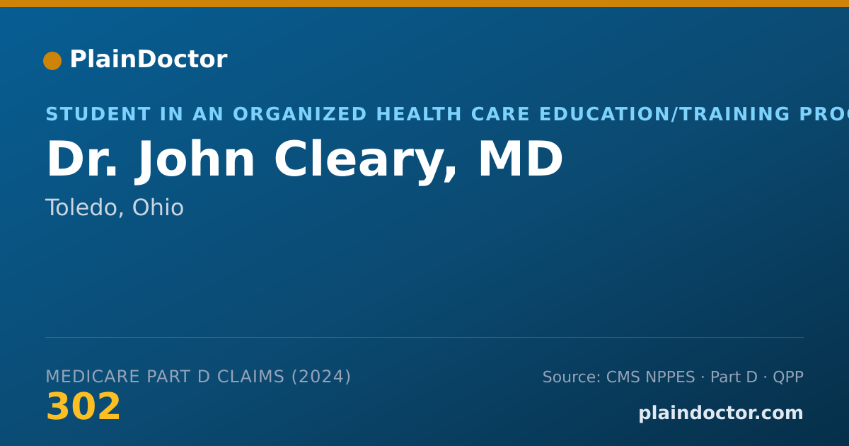 Shareable card for John Cleary, MD - Student in an Organized Health Care Education/Training Program, Toledo, OH
