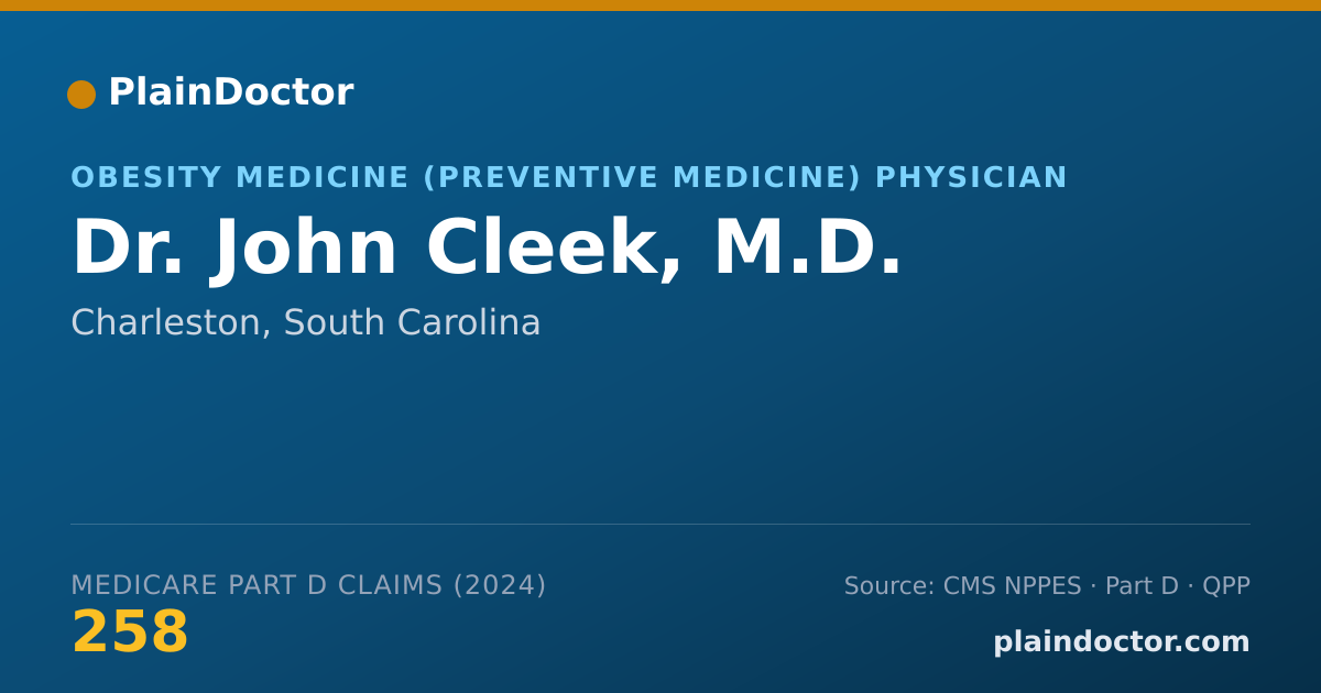 Shareable card for John Cleek, M.D. - Obesity Medicine (Preventive Medicine) Physician, Charleston, SC