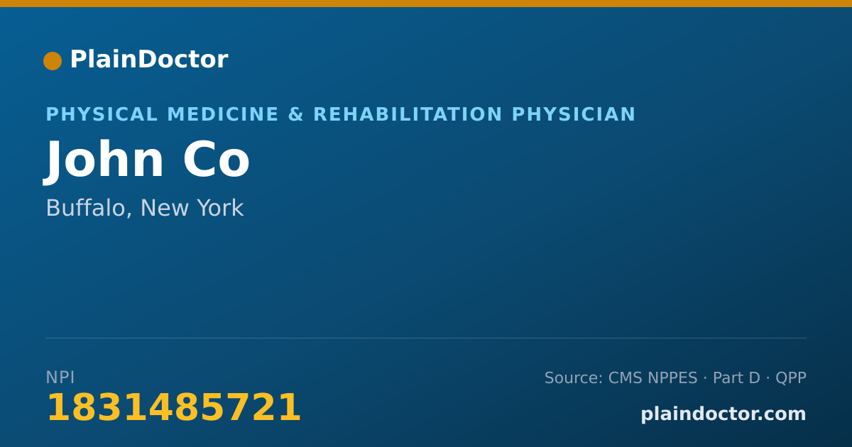 Shareable card for John Co - Physical Medicine & Rehabilitation Physician, Buffalo, NY