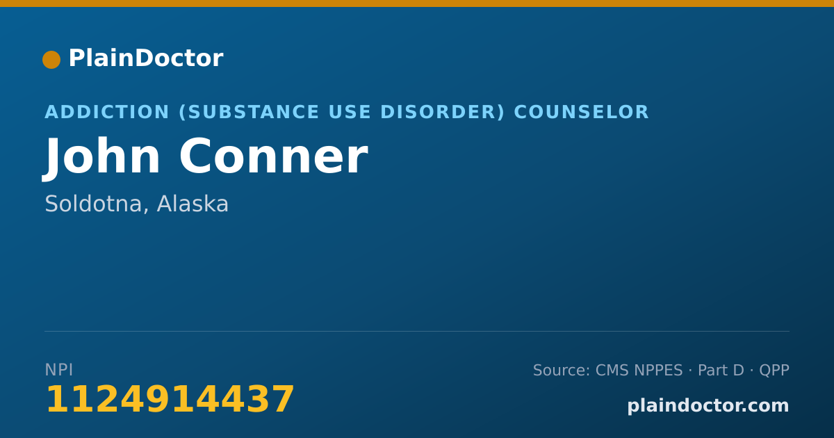 Shareable card for John Conner - Addiction (Substance Use Disorder) Counselor, Soldotna, AK