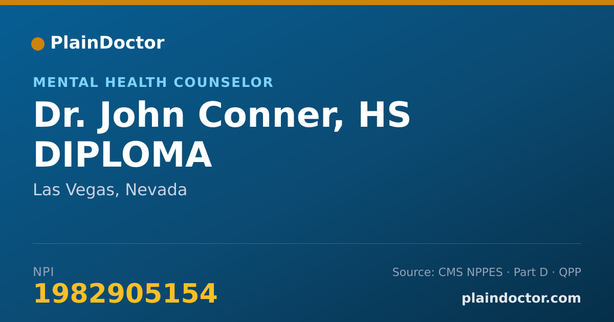 Shareable card for John Conner, HS DIPLOMA - Mental Health Counselor, Las Vegas, NV
