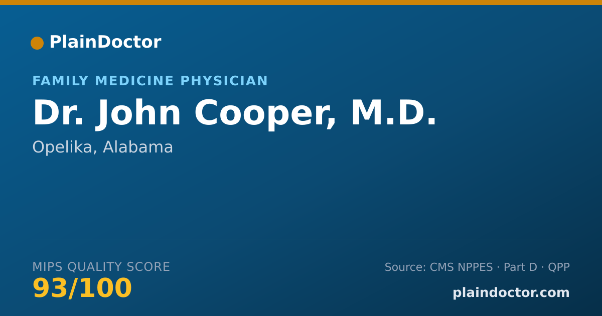 Shareable card for John Cooper, M.D. - Family Medicine Physician, Opelika, AL