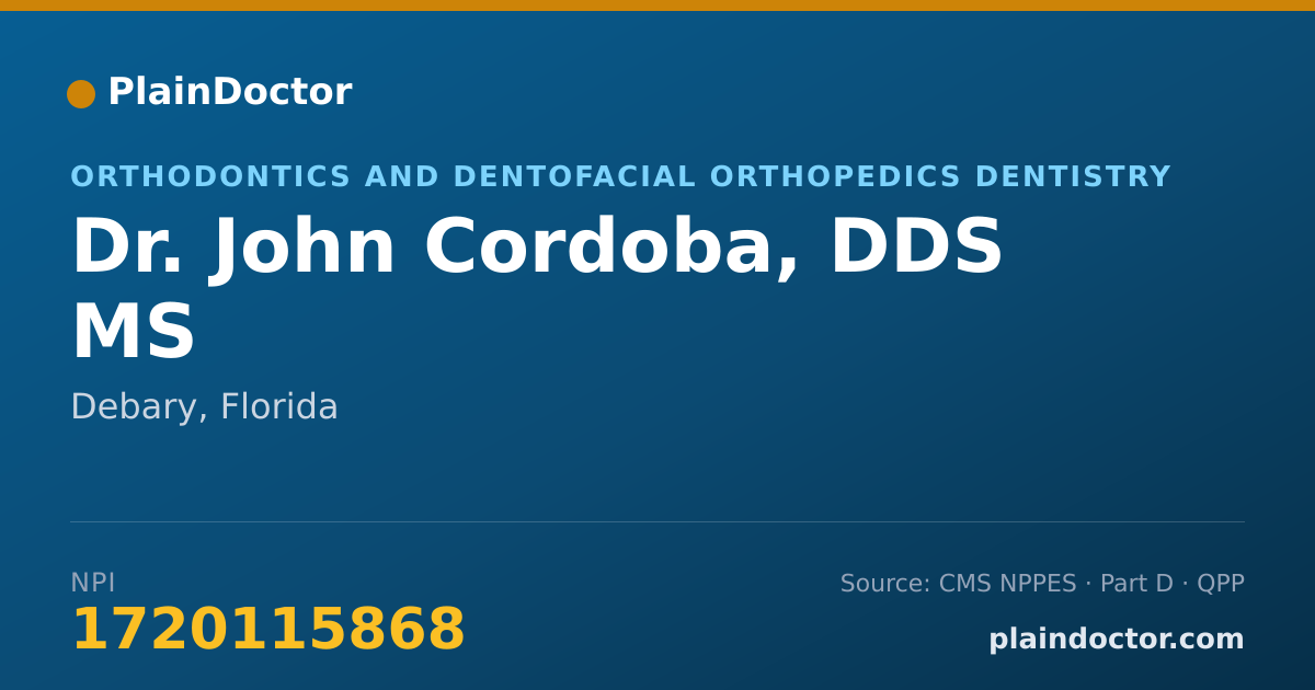 Shareable card for John Cordoba, DDS MS - Orthodontics and Dentofacial Orthopedics Dentistry, Debary, FL