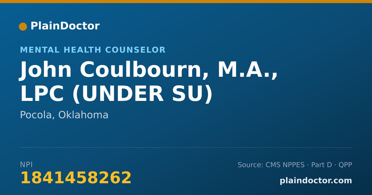 Shareable card for John Coulbourn, M.A., LPC (UNDER SU) - Mental Health Counselor, Pocola, OK