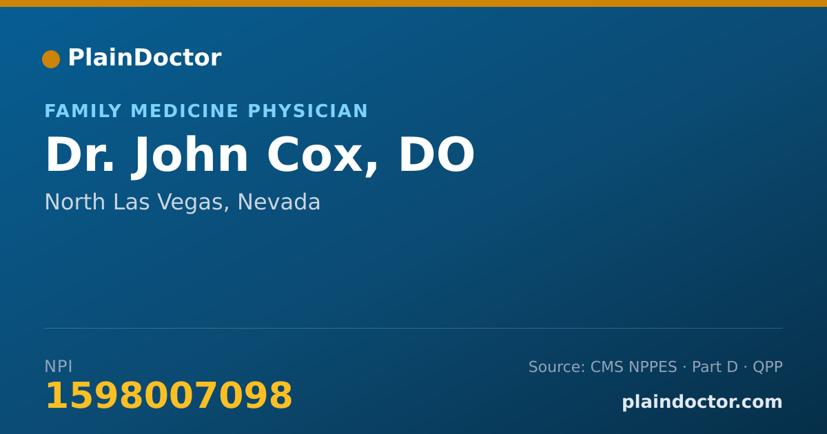 Shareable card for John Cox, DO - Family Medicine Physician, North Las Vegas, NV