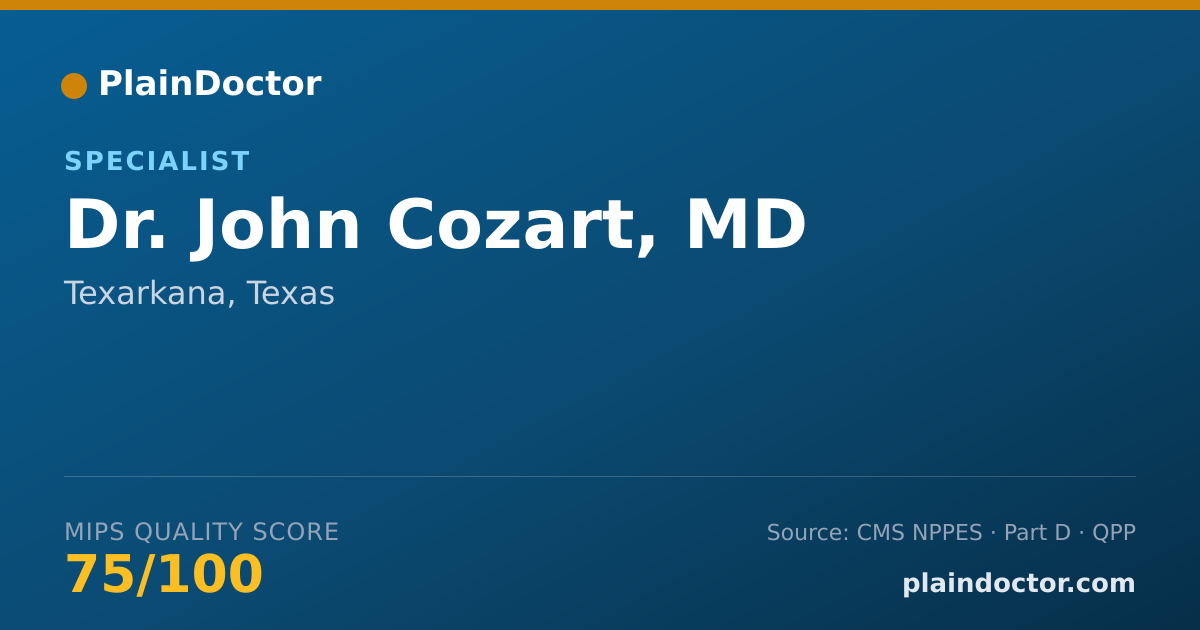 Shareable card for John Cozart, MD - Specialist, Texarkana, TX