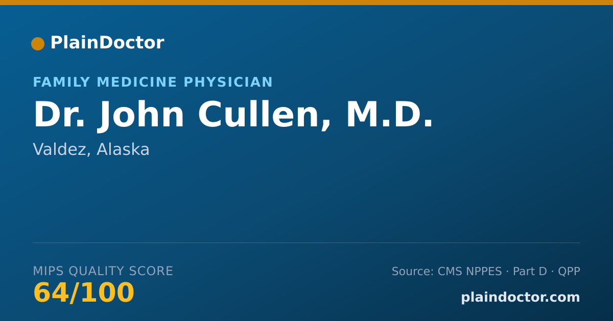 Shareable card for John Cullen, M.D. - Family Medicine Physician, Valdez, AK