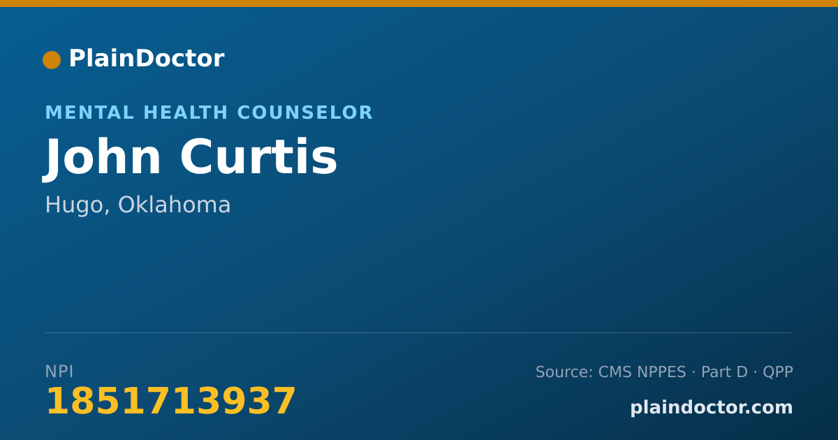 Shareable card for John Curtis - Mental Health Counselor, Hugo, OK